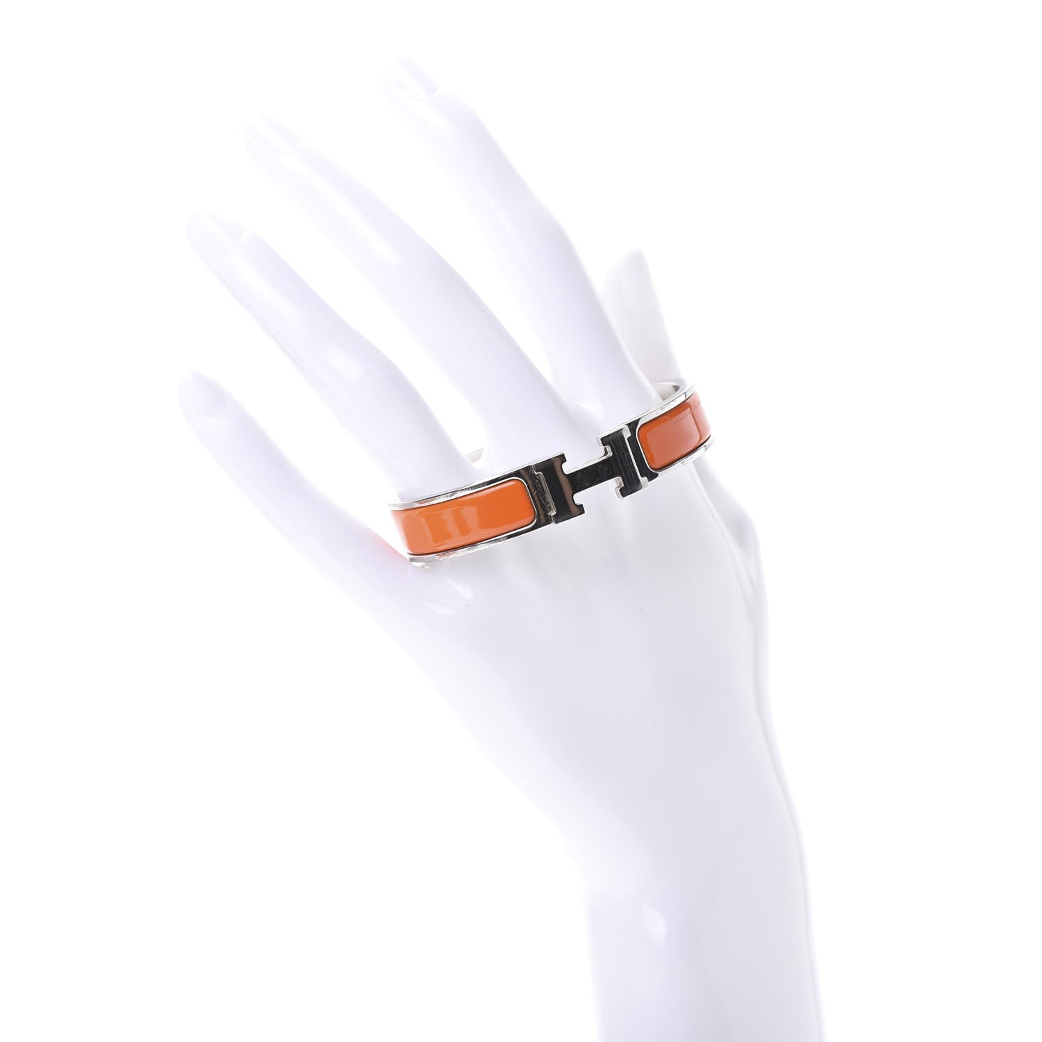 Hermes Enamel Narrow Clic Clac H Bracelet PM Orange 2 of 7