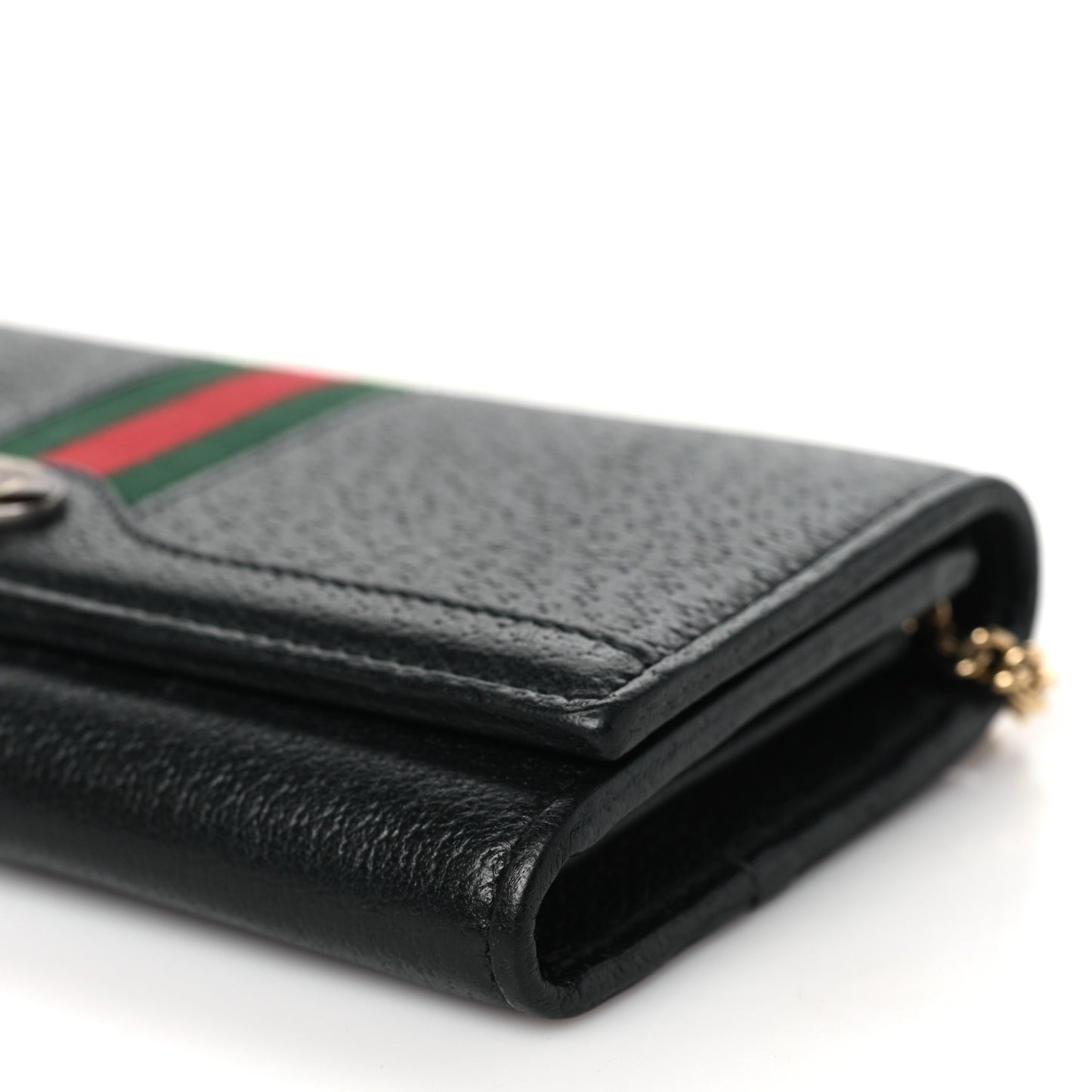 Textured Calfskin Web Ophidia Wallet On Chain Black