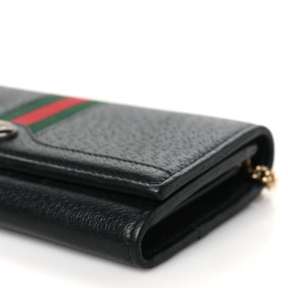 Gucci Textured Calfskin Web Ophidia Wallet On Chain Black 10 of 10