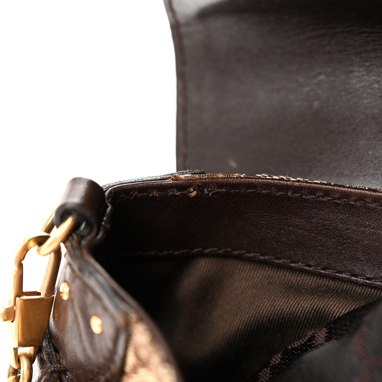 Gucci Monogram Studded Small Horsebit Clutch Dark Brown 13 of 17
