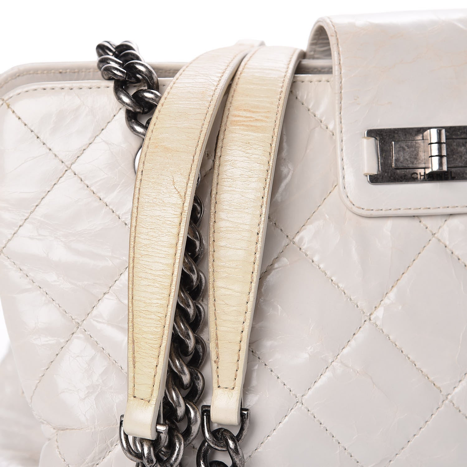 Chanel Glazed Crackled Calfskin Small Reissue Tote White 11 of 20