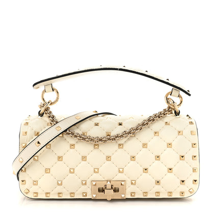 Valentino Garavani Calfskin Rockstud Spike Convertible Shoulder Bag Ivory 1 of 12