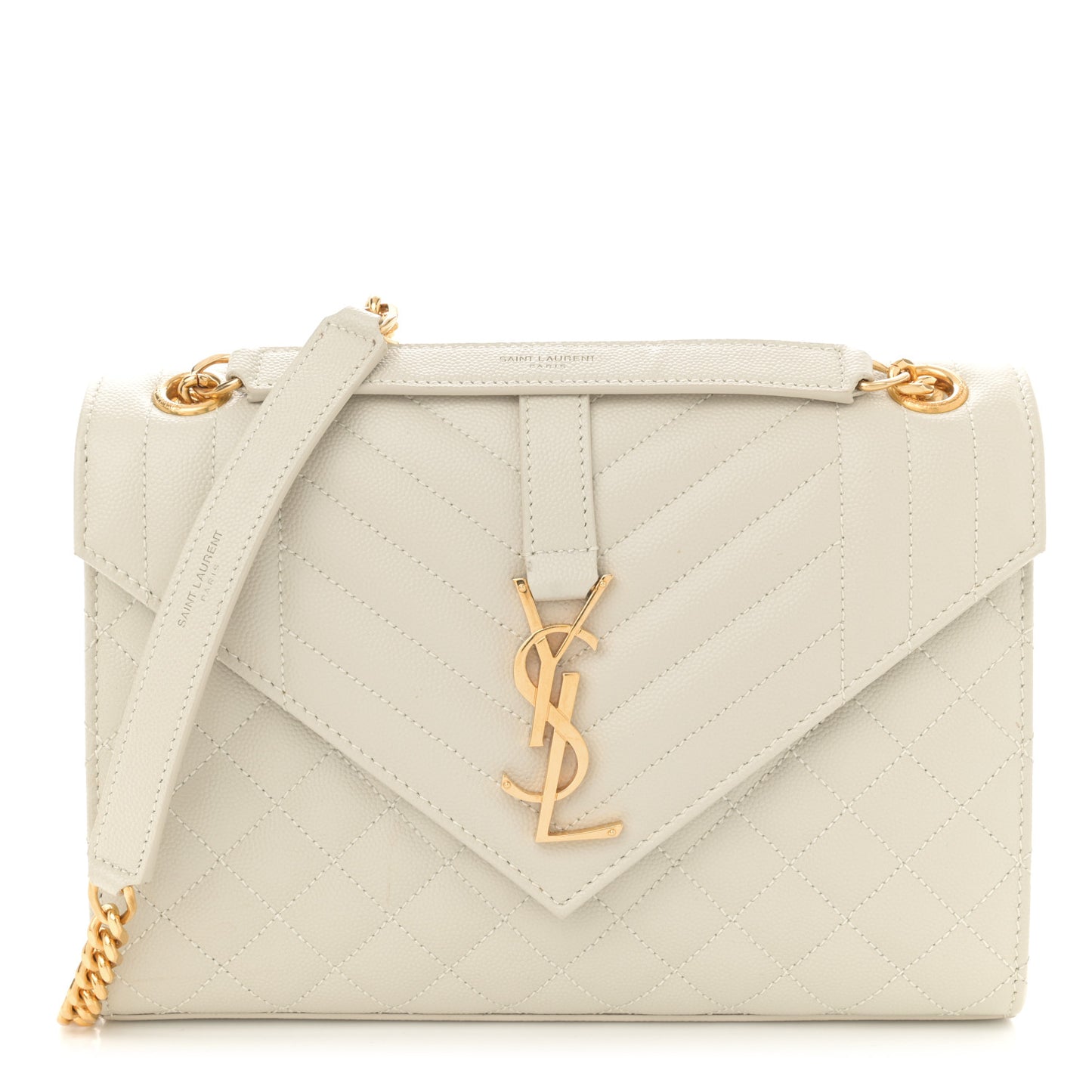 Grain De Poudre Textured Mixed Matelasse Medium Triquilt Monogram Satchel Crema Soft