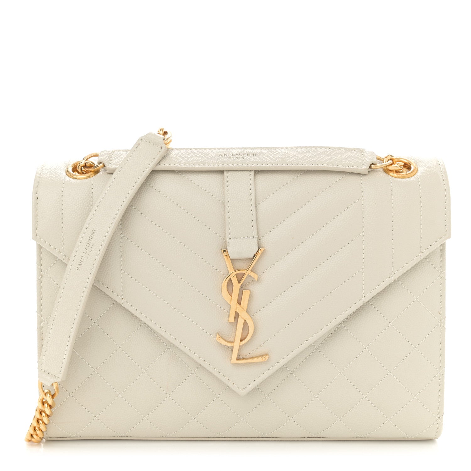 Saint Laurent Grain De Poudre Textured Mixed Matelasse Medium Triquilt Monogram Satchel Crema Soft 1 of 11
