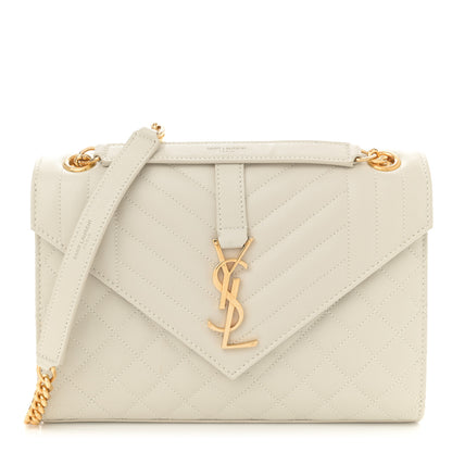 Saint Laurent Grain De Poudre Textured Mixed Matelasse Medium Triquilt Monogram Satchel Crema Soft 1 of 11