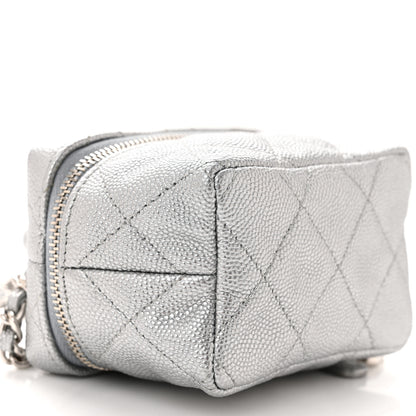 Chanel Metallic Caviar Quilted Mini Top Handle Vanity With Chain Silver 9 of 11