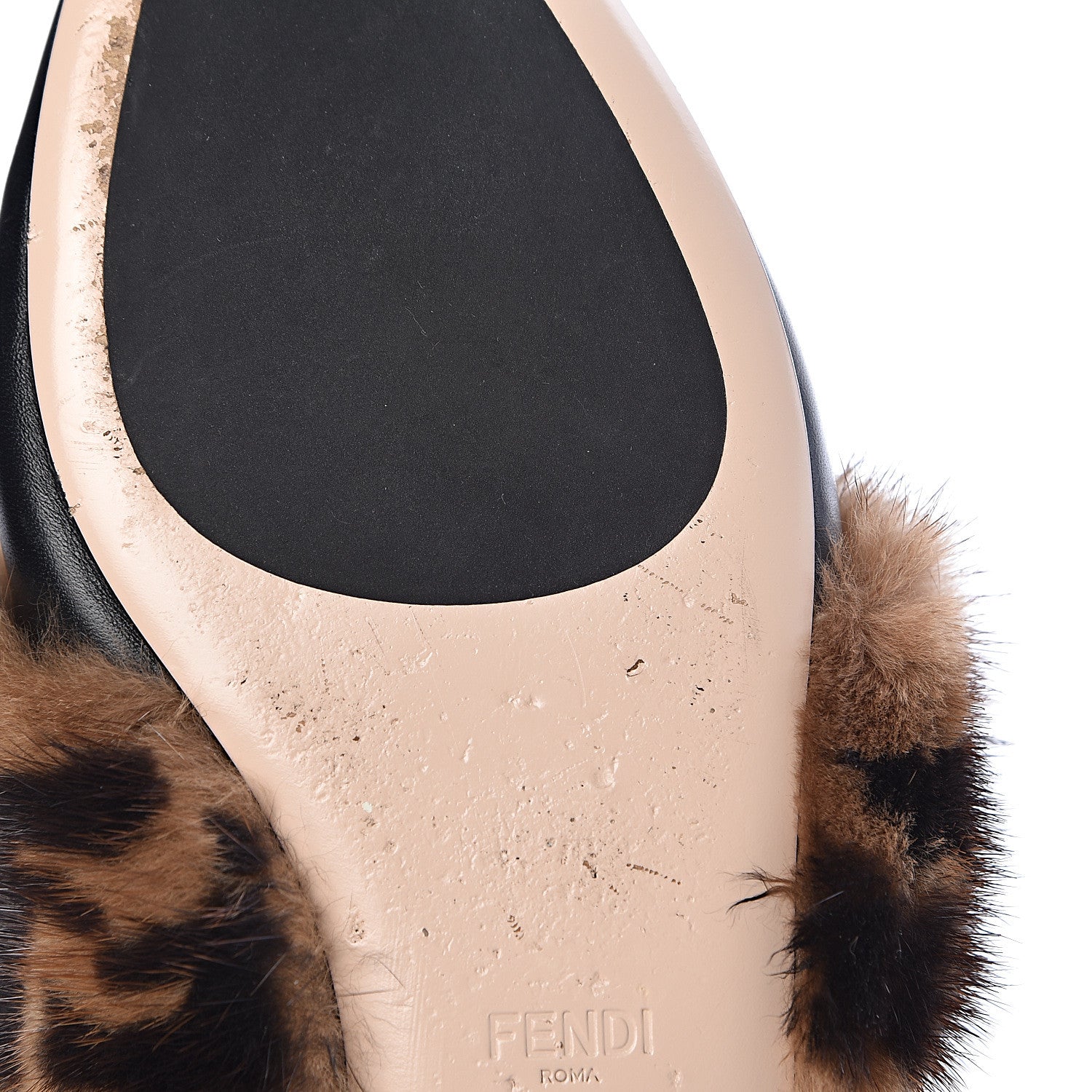 Fendi Calfskin Mink Fur FF Flat Mules 40 Black 8 of 12
