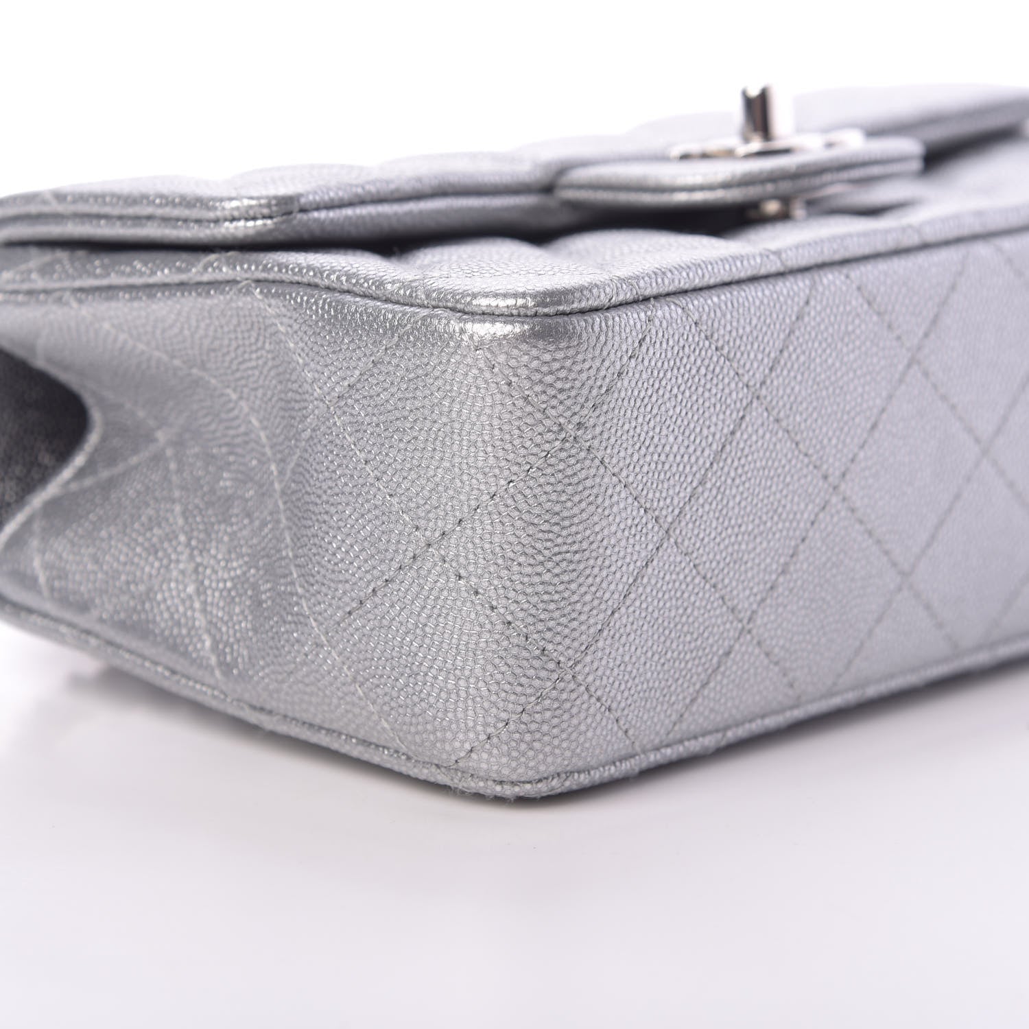 Chanel Metallic Caviar Quilted Mini Top Handle Rectangular Flap Silver 9 of 11