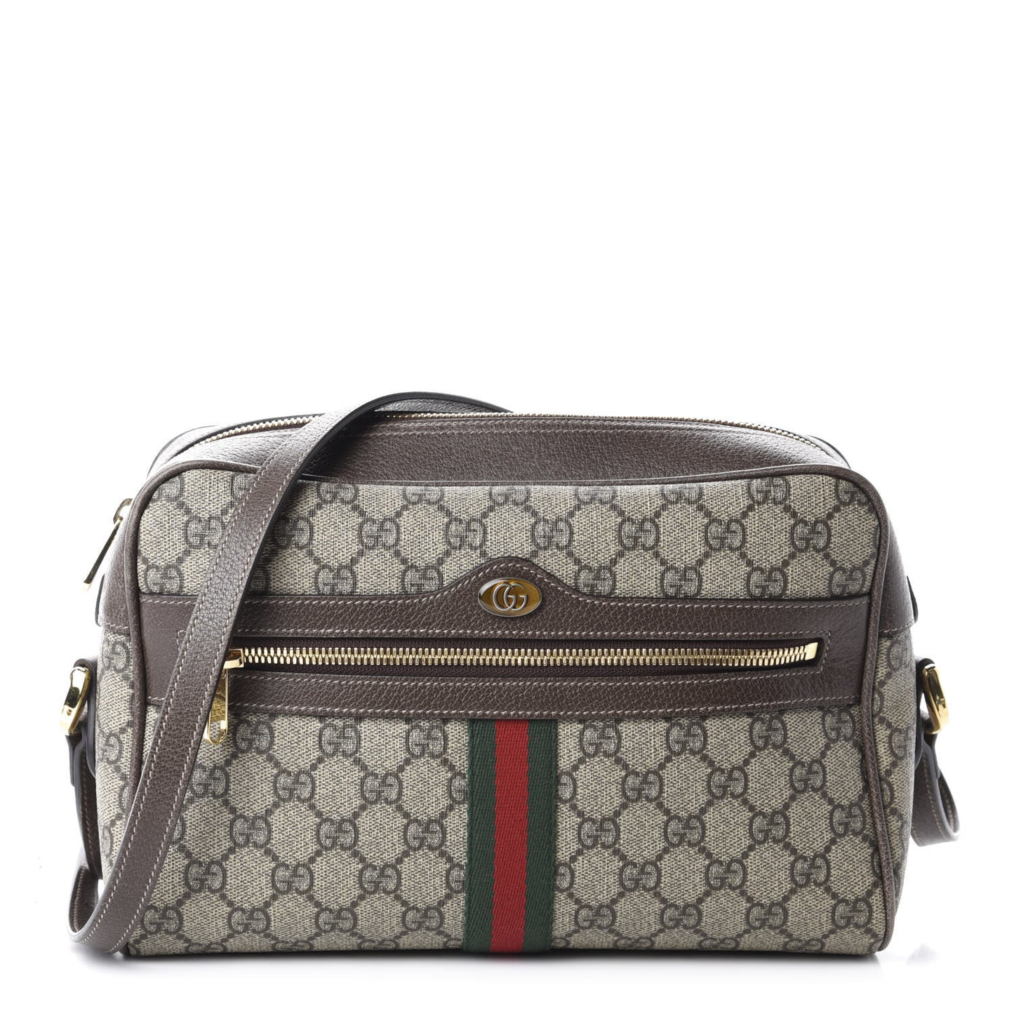 GG Supreme Monogram Web Small Ophidia Shoulder Bag Brown