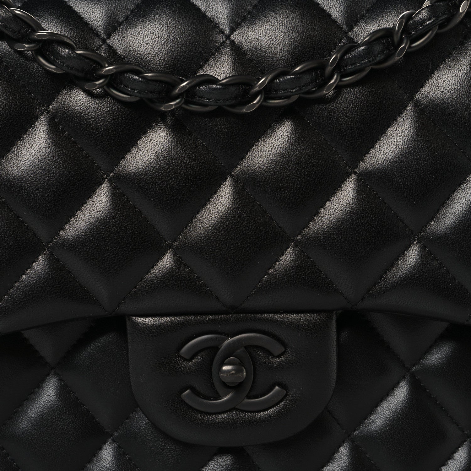 Chanel Lambskin Quilted Jumbo Double Flap So Black 8 of 13
