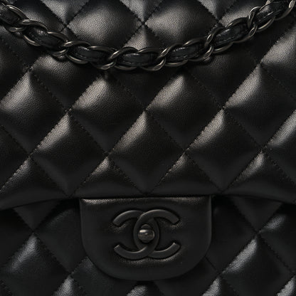 Chanel Lambskin Quilted Jumbo Double Flap So Black 8 of 13