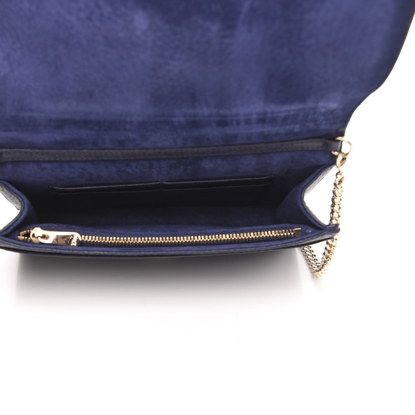 Grained Calfskin Diorama Wallet on Chain Pouch Indigo