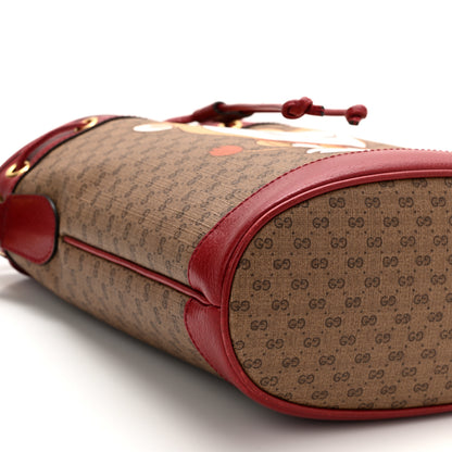 Gucci X DORAEMON Vintage GG Supreme Monogram Small Bucket Bag Beige Cherry Red 11 of 13