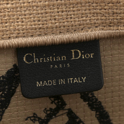 Christian Dior Canvas Jute Embroidered Medium Book Tote Black Beige 6 of 11
