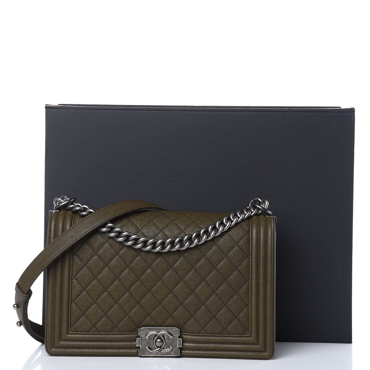 Caviar Quilted New Medium Boy Flap Khaki