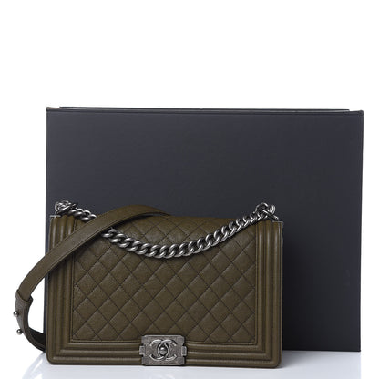 Chanel Caviar Quilted New Medium Boy Flap Khaki 13 of 13