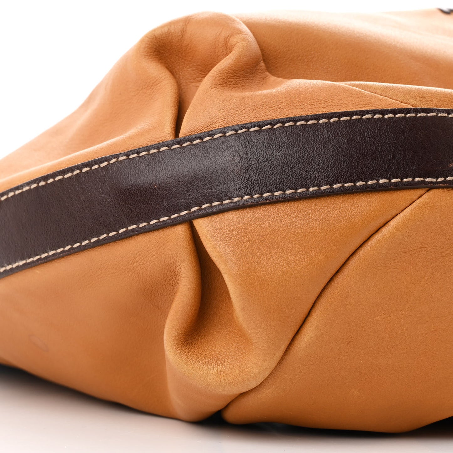 Calfskin Gancini Stitched Hobo Tan