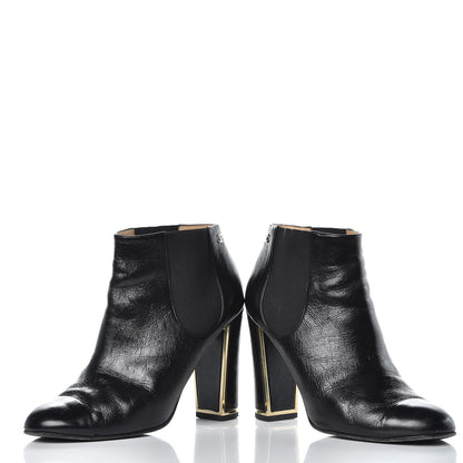 Chanel Crinkled Calfskin Cap Toe CC Short Ankle Boots 39 Black 6 of 12