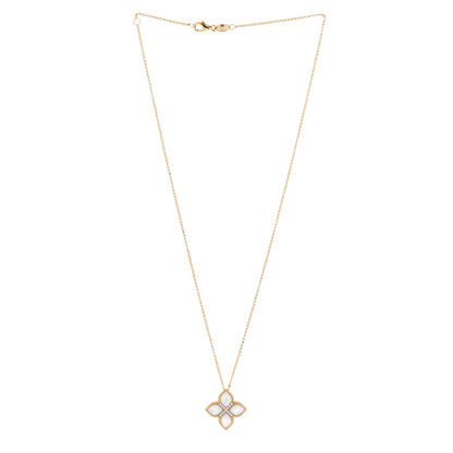 Roberto Coin 18K Yellow Gold Diamond Mother of Pearl Venetian Princess Medium Flower Pendant Necklace 3 of 7