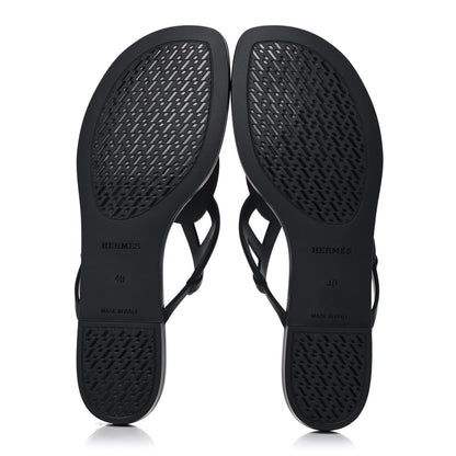 Hermes Rubber Womens Egerie Sandals 40 Black 5 of 9