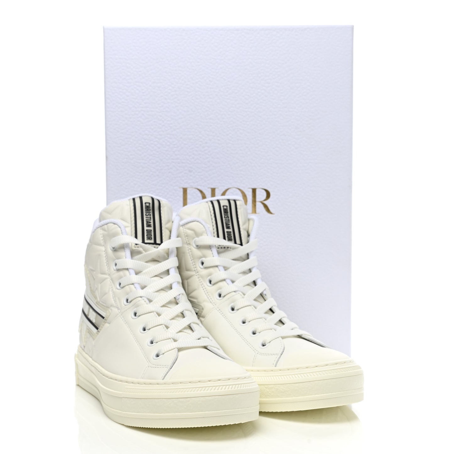 Etoile Embossed Dior High Top Sneakers 39.5 Snow White