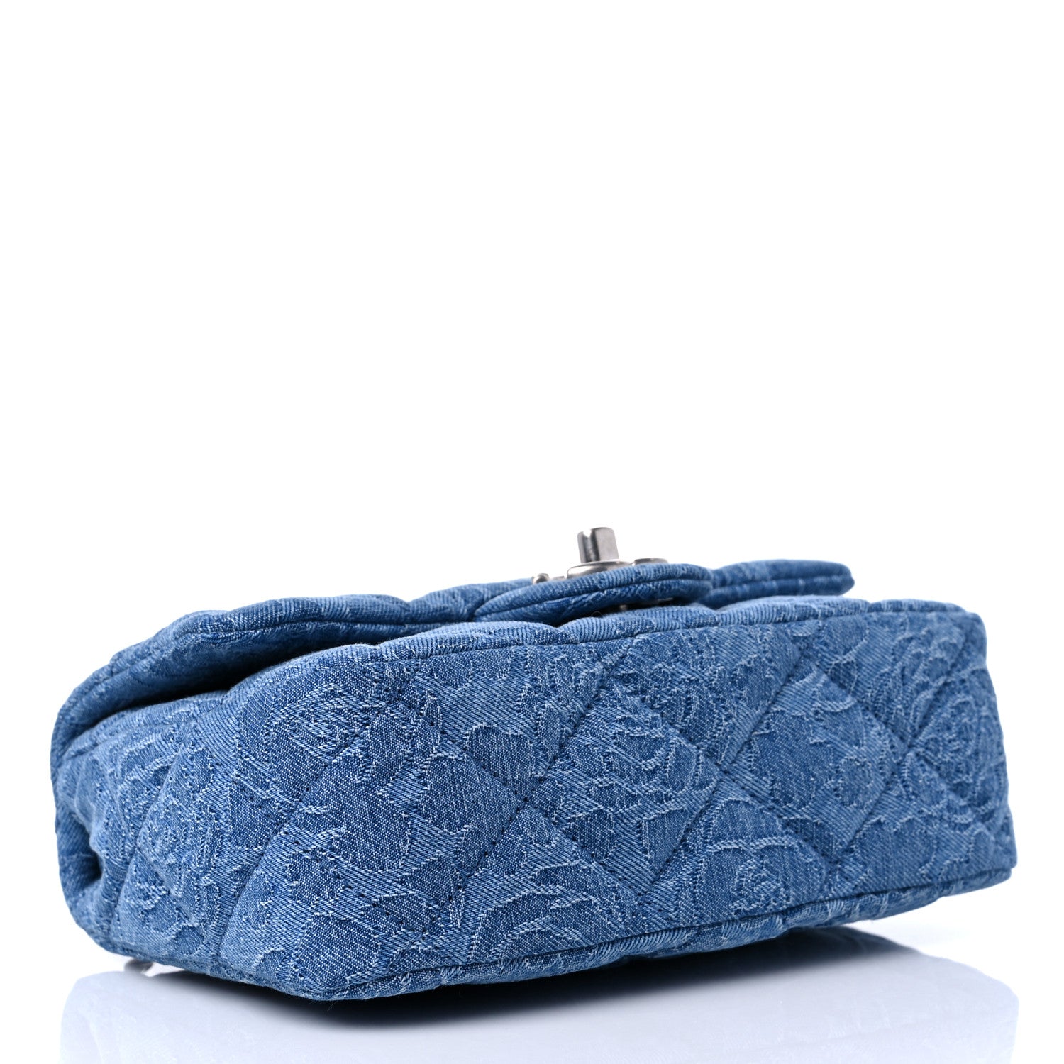 Chanel Denim Quilted Camellia Sweetheart Mini Flap Blue 4 of 9