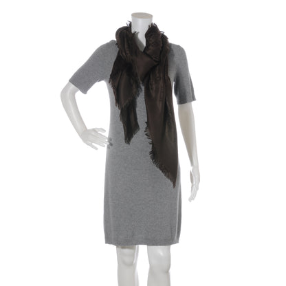 Louis Vuitton Silk Wool Monogram Denim Shawl Chocolate 3 of 6