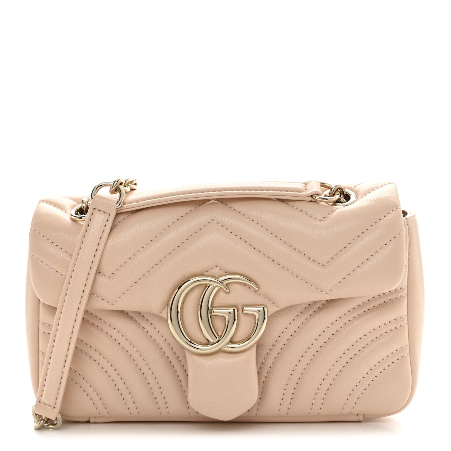 Lambskin Matelasse Small GG Marmont Shoulder Bag Pink Beige