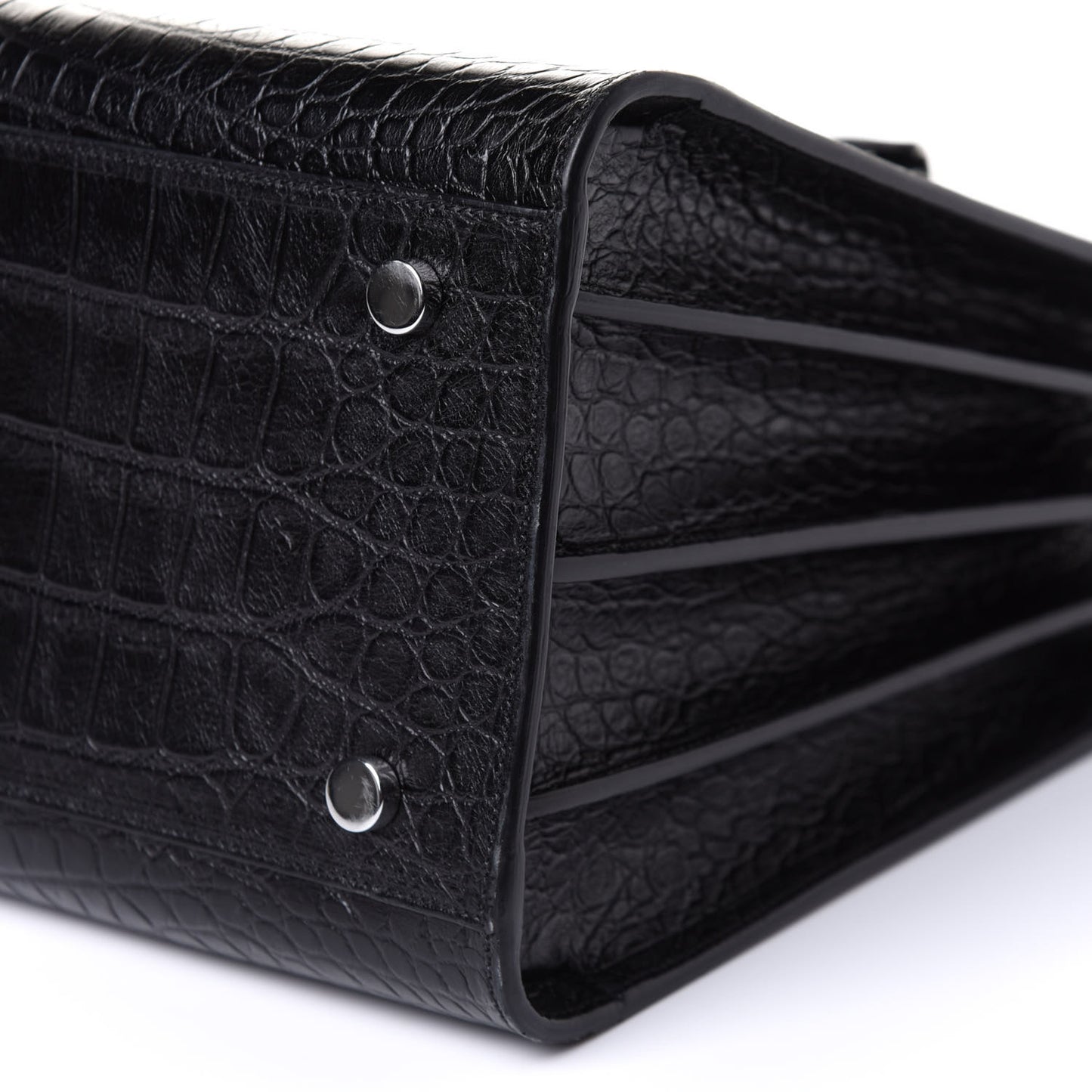 Calfskin Crocodile Embossed Small Sac de Jour Black