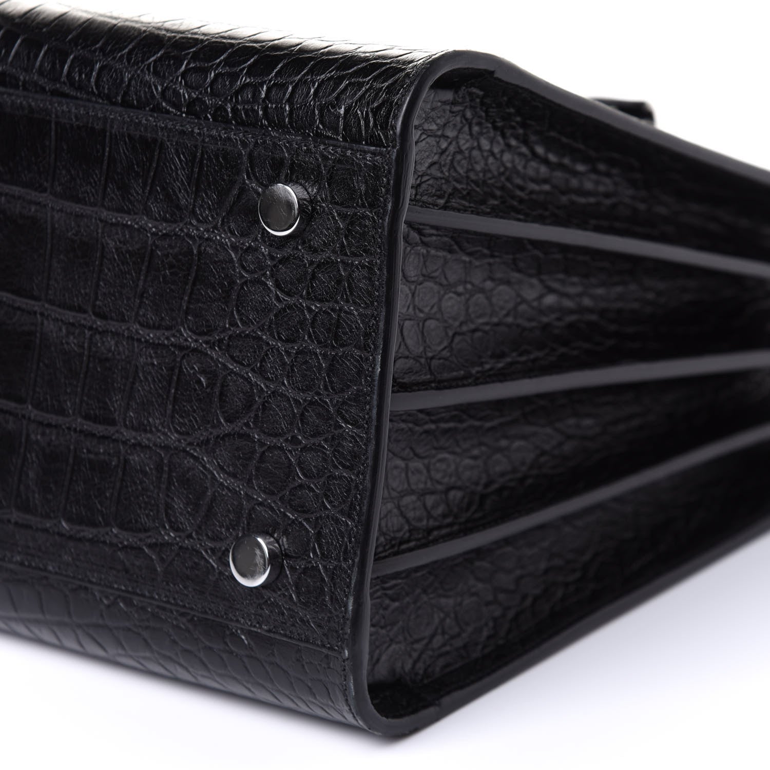 Saint Laurent Calfskin Crocodile Embossed Small Sac de Jour Black 9 of 9