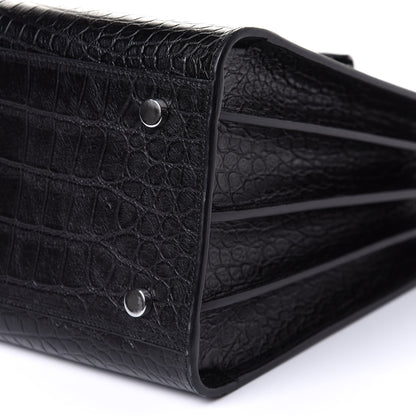 Saint Laurent Calfskin Crocodile Embossed Small Sac de Jour Black 9 of 9