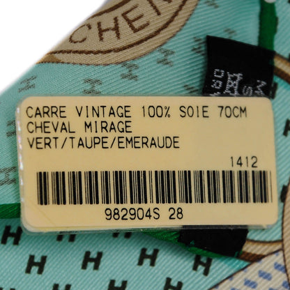 Hermes Silk Cheval Mirage Scarf 70 Vert Taupe Emeraude 6 of 7