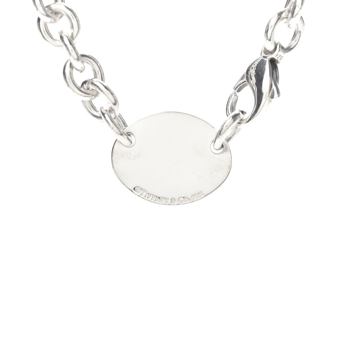 Sterling Silver Return to Oval Tag Choker Necklace