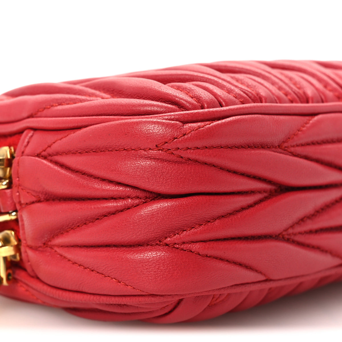 Miu Miu Nappa Matelasse Double Zip Pochette Clutch Rosso 10 of 12