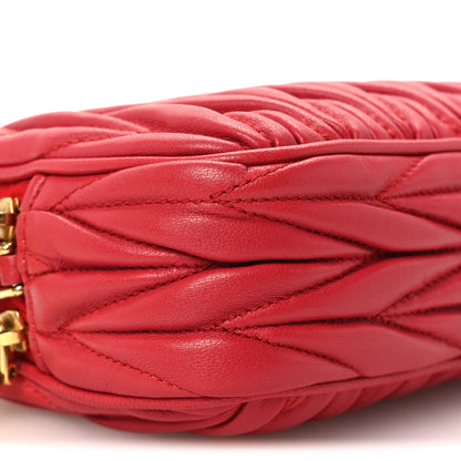 Miu Miu Nappa Matelasse Double Zip Pochette Clutch Rosso 10 of 12