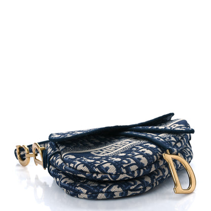 Christian Dior Oblique Embroidered Saddle Bag Blue 4 of 8