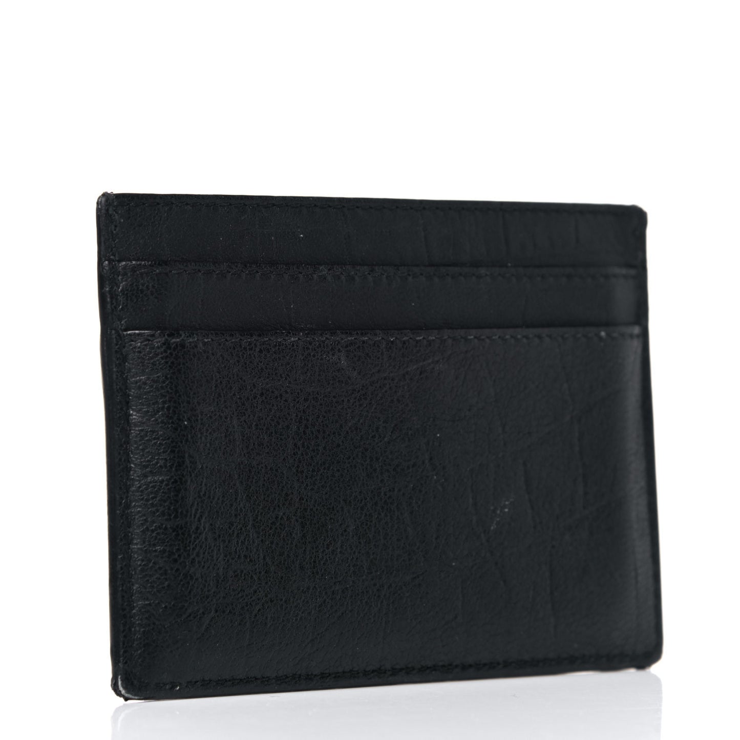 Calfskin Crocodile Embossed Monogram Credit Card Case Black