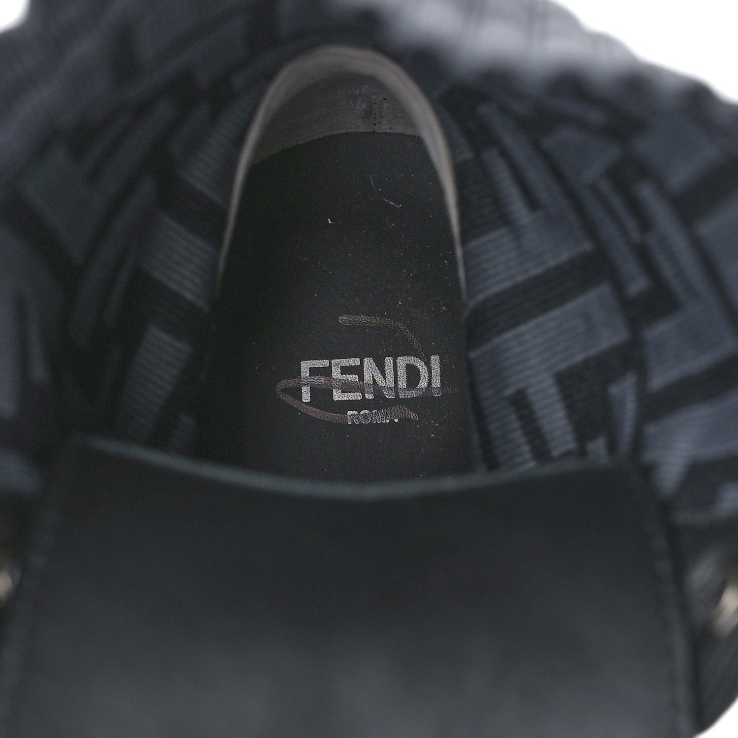 Fendi Calfskin Stretch Fabric FF Rockoko Biker Boots 38.5 Black Charcoal 7 of 8