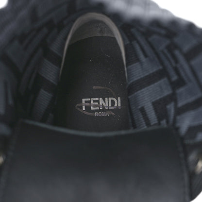 Fendi Calfskin Stretch Fabric FF Rockoko Biker Boots 38.5 Black Charcoal 7 of 8