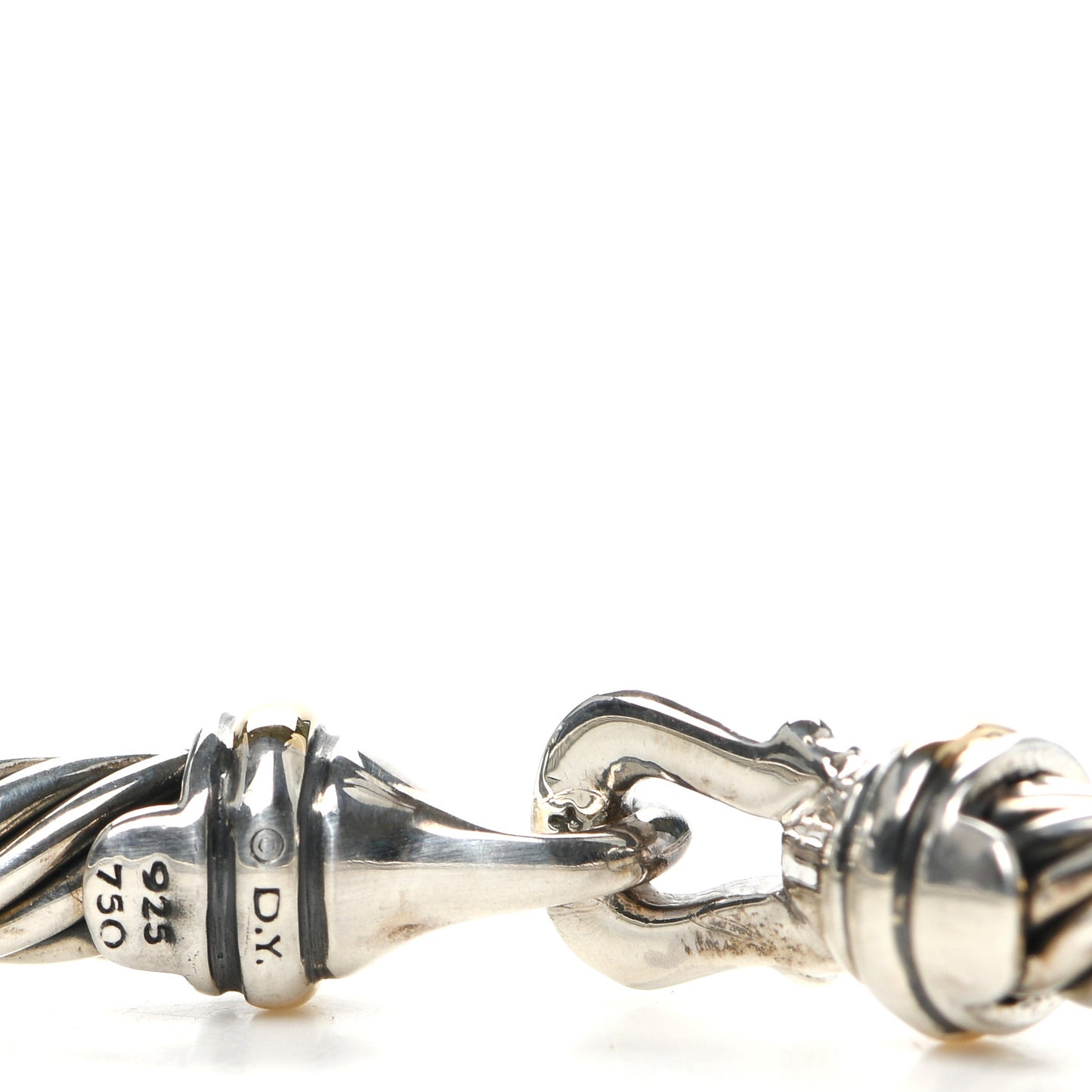 Sterling Silver 18K Yellow Gold 5mm Cable Classic Buckle Bracelet