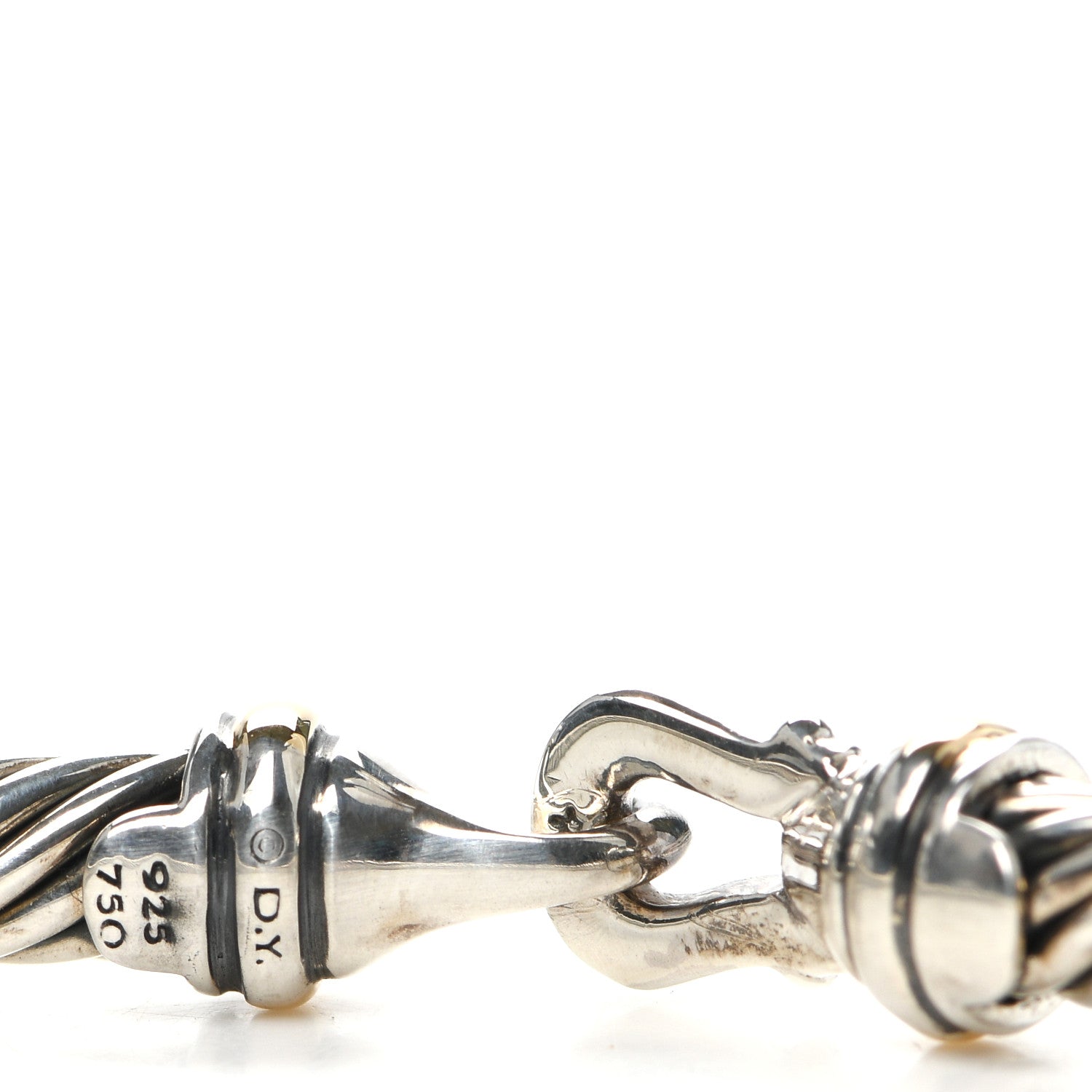 David Yurman Sterling Silver 18K Yellow Gold 5mm Cable Classic Buckle Bracelet 4 of 4