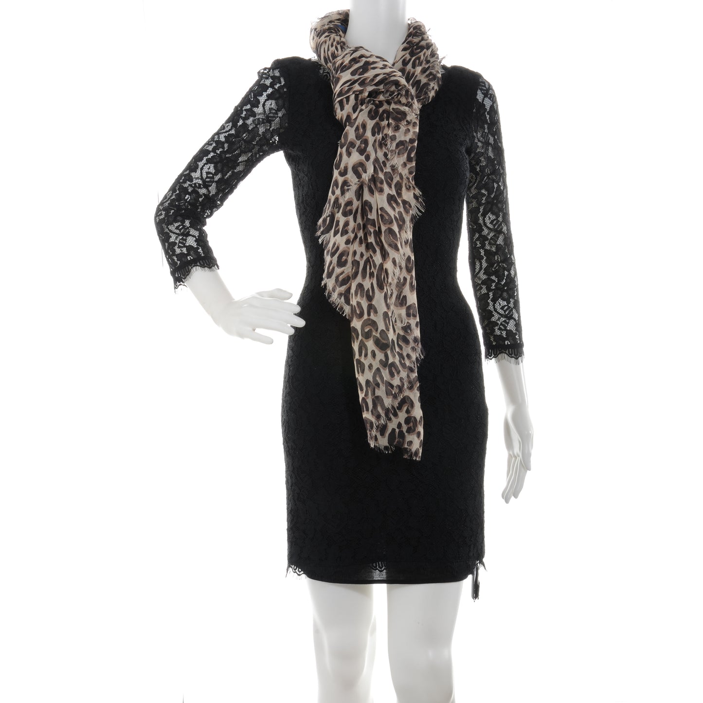 Cashmere Silk Leopard Stole Beige