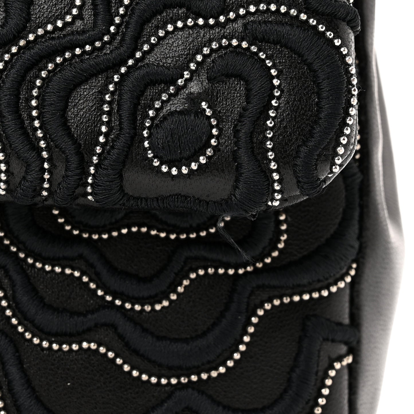 Lambskin Embroidered Camellia Follies Flap Black