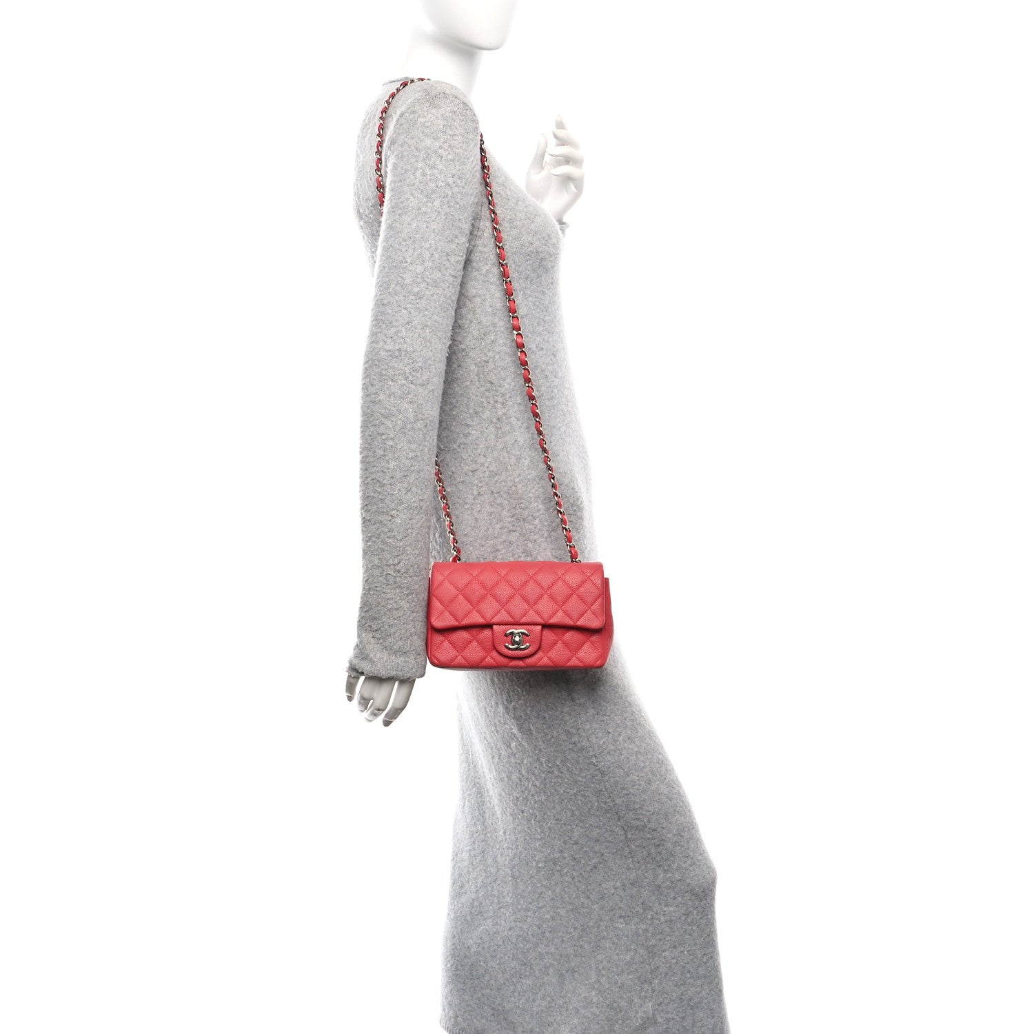 Chanel Caviar Quilted Mini Rectangular Flap Dark Pink 3 of 11