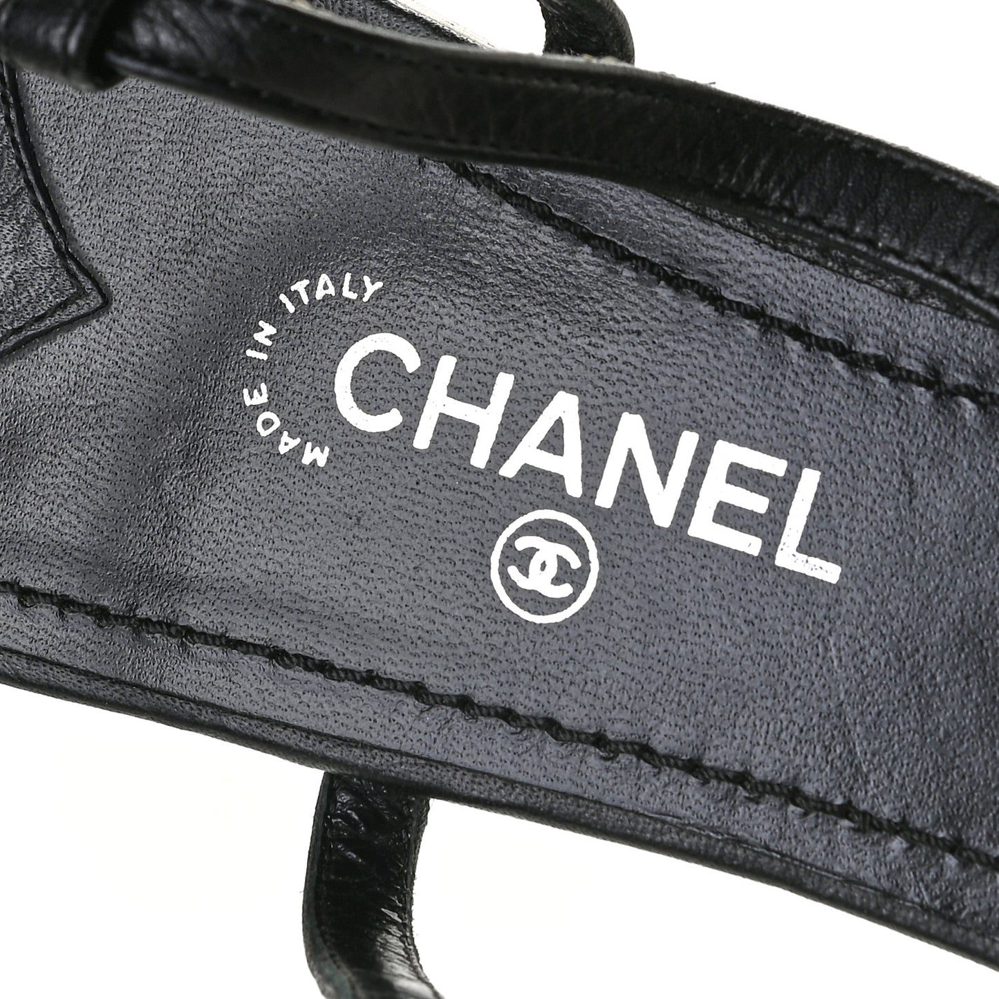 Lambskin CC Thong Sandals 41 Black