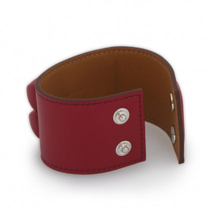 Hermes Leather Collier de Chien Shadow Bracelet Rubis Red 2 of 5