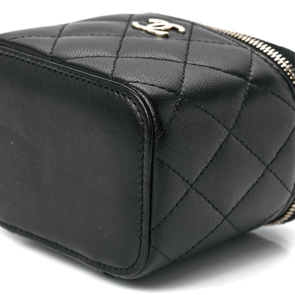 Chanel Lambskin Quilted Top Handle Mini Vanity Case With Chain Black 11 of 12