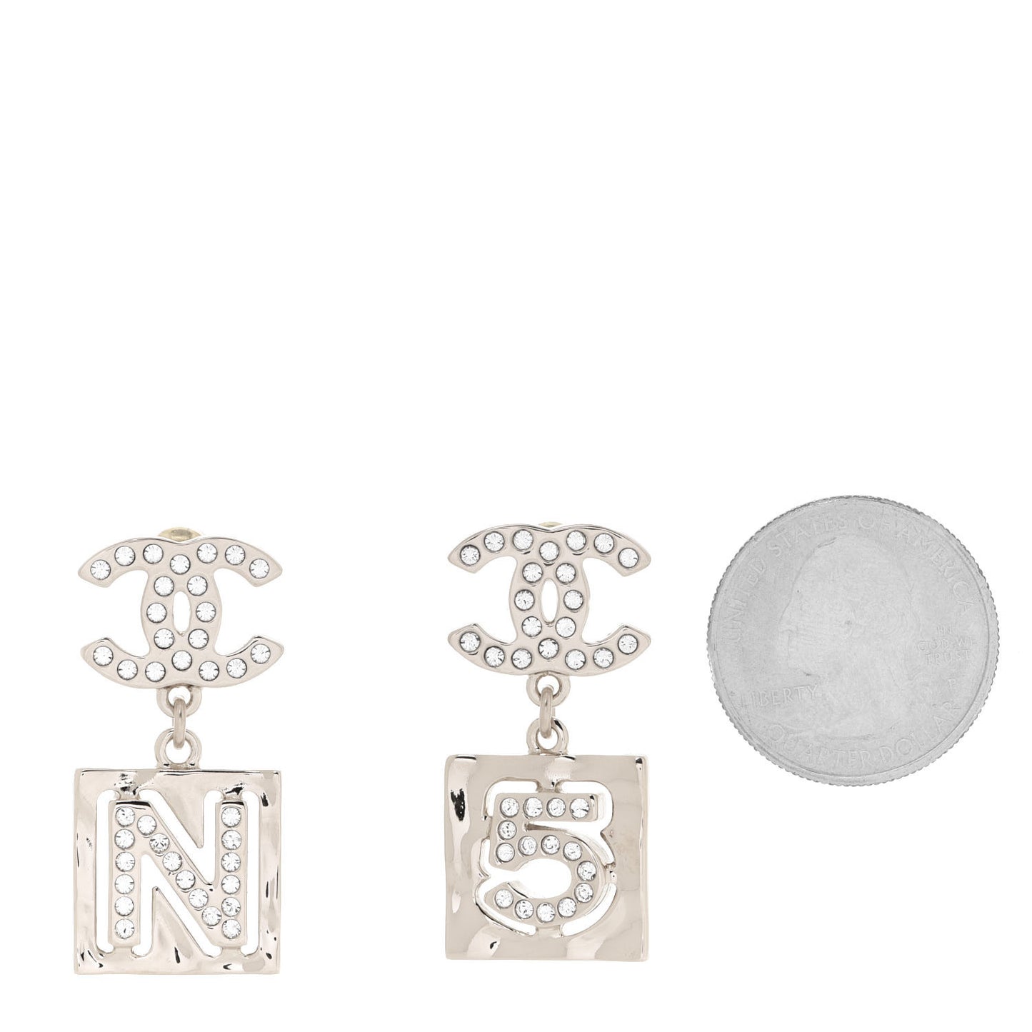 Crystal CC No 5 Drop Earrings Silver