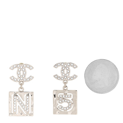 Chanel Crystal CC No 5 Drop Earrings Silver 2 of 5