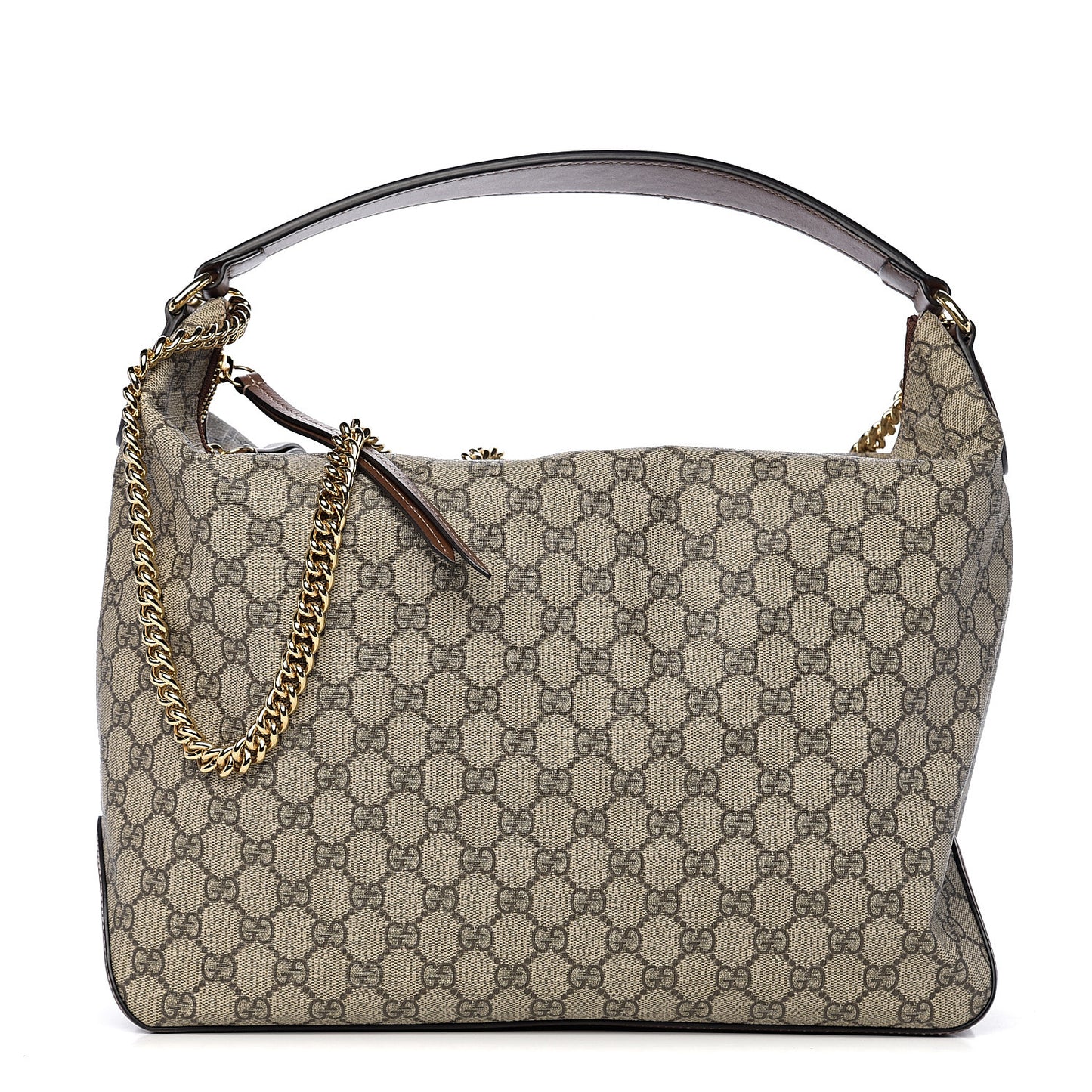 GG Supreme Monogram Large Linea A Hobo Light Brown
